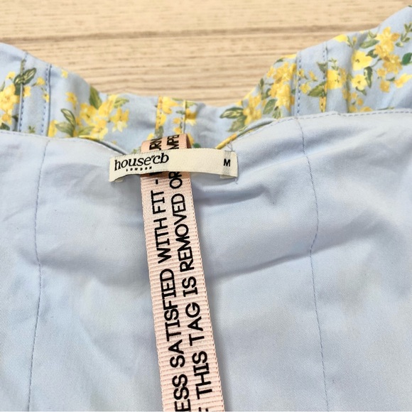House of CB Saira Floral Lace-Up Corset Cocktail Dress in soft blue | Size M - Picture 8 of 12